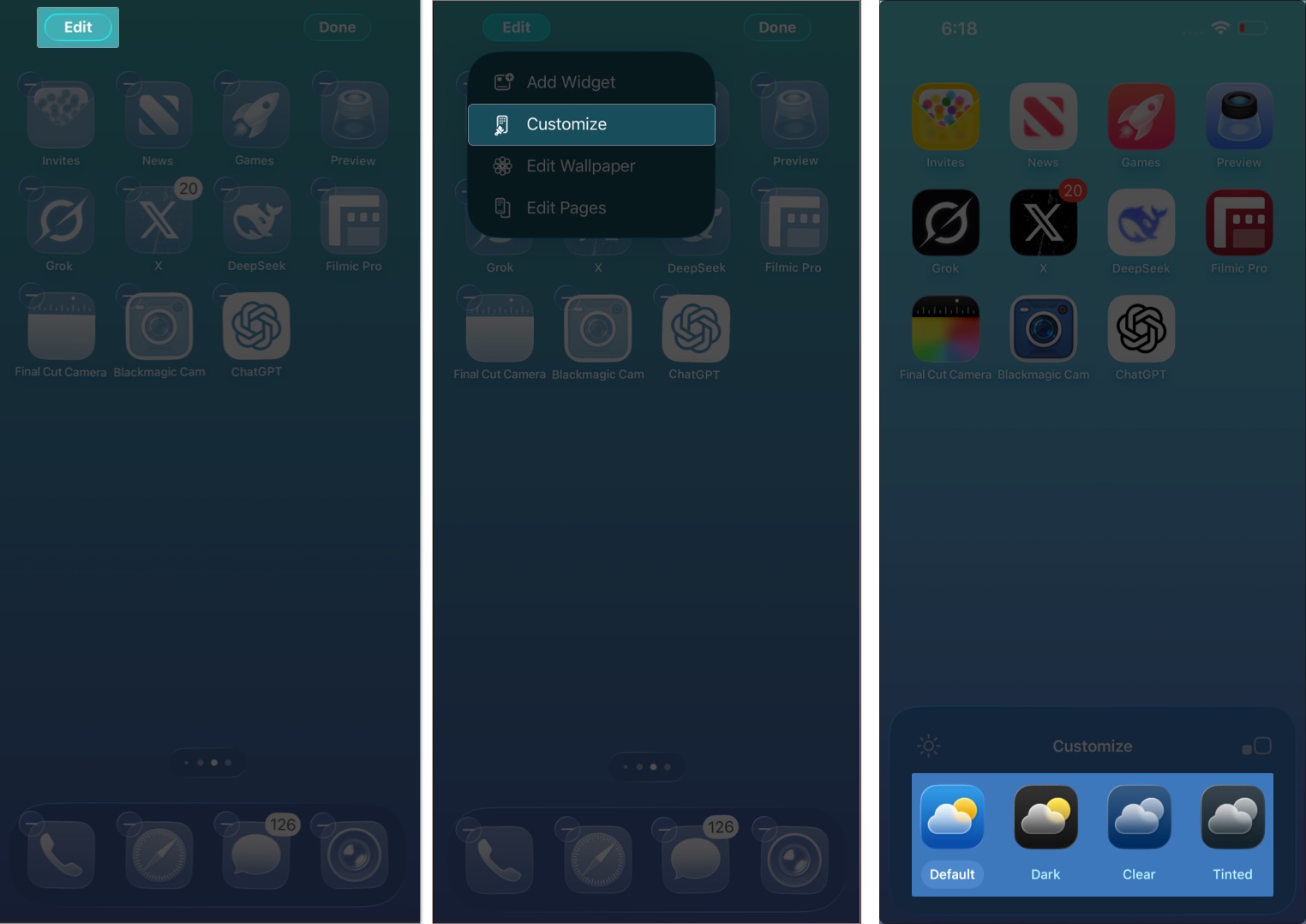 Customize the app icons on ios 26