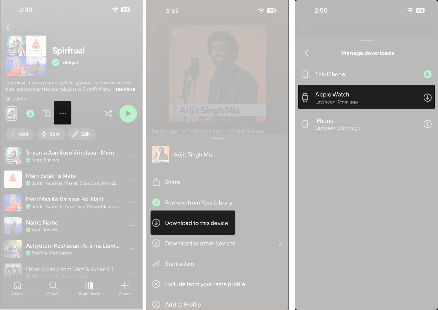 Download playlists and podcasts in apple watch from iphone