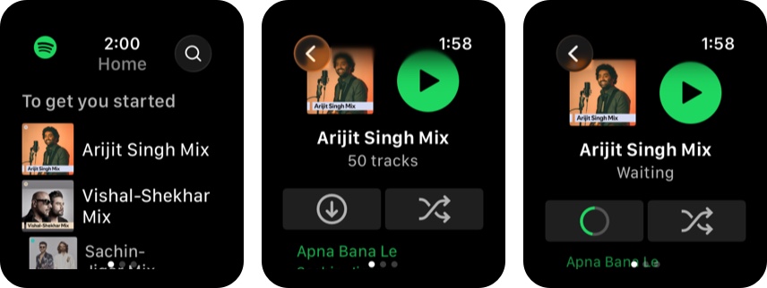 Download playlists and podcasts on spotify in apple watch