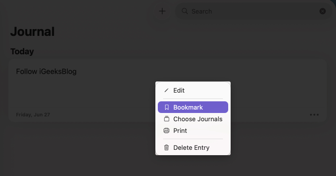 Edit bookmarked entries on mac