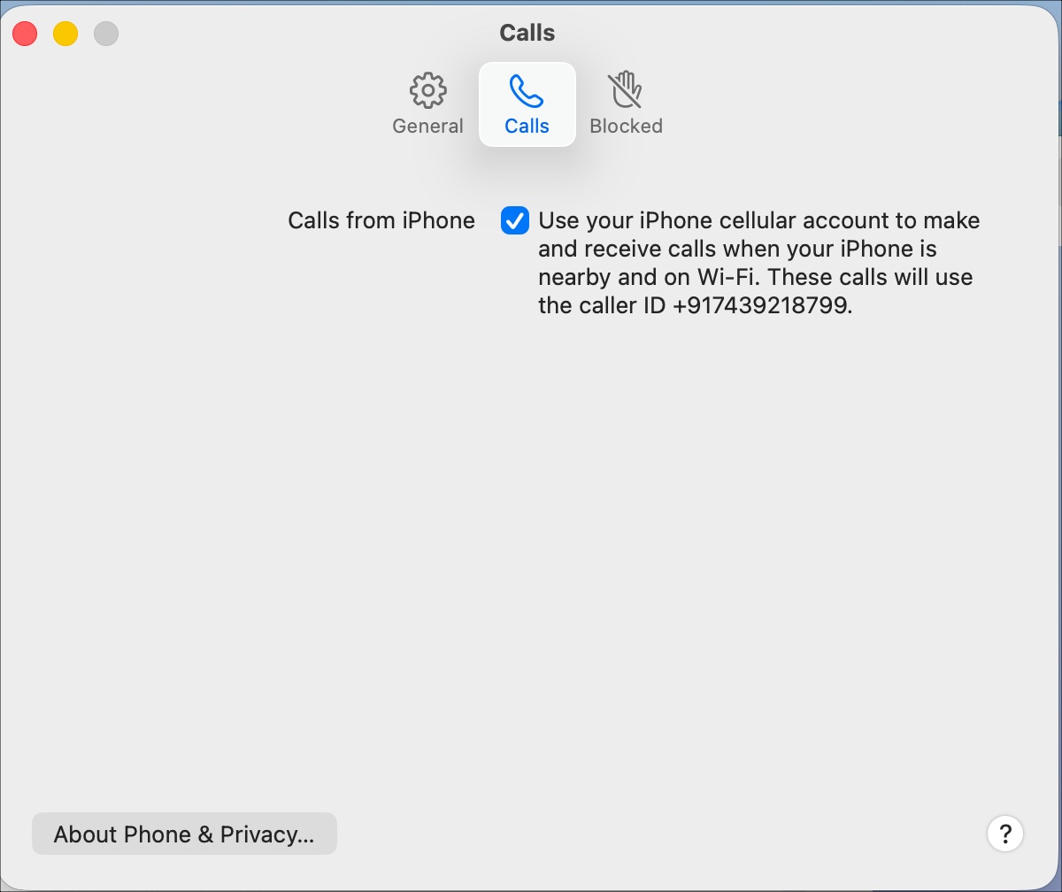 Enable call from iphone on macos 26