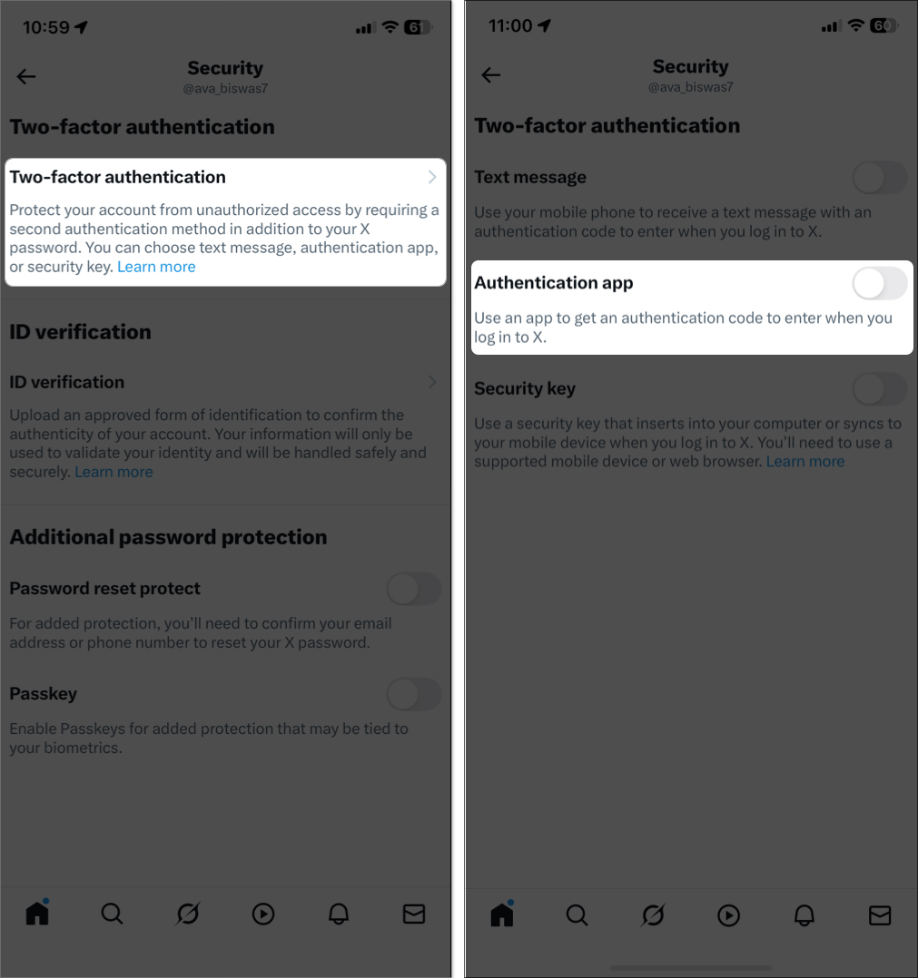Enable two factor authentication