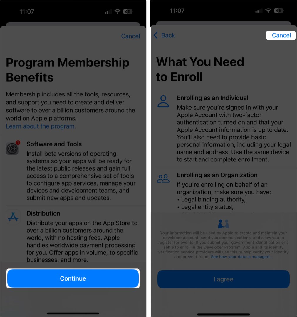 Enroll in the apple developer program