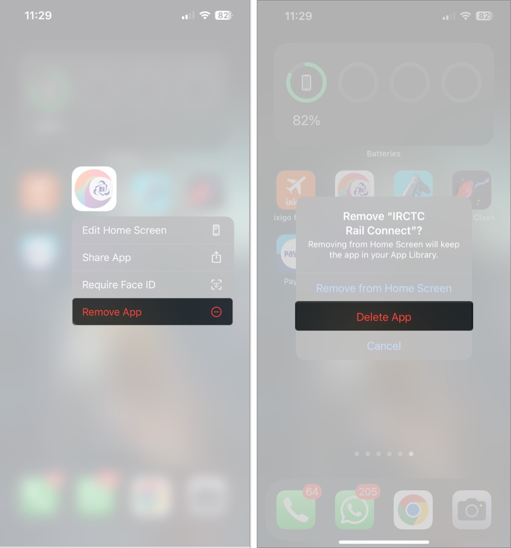 Long press to delete suspicious or unknown apps on iphone