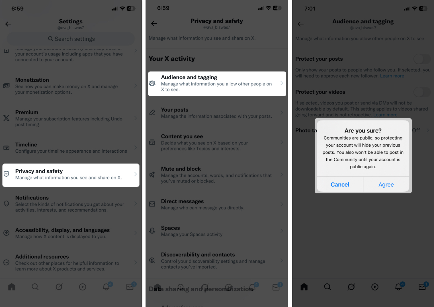 Make your x account private