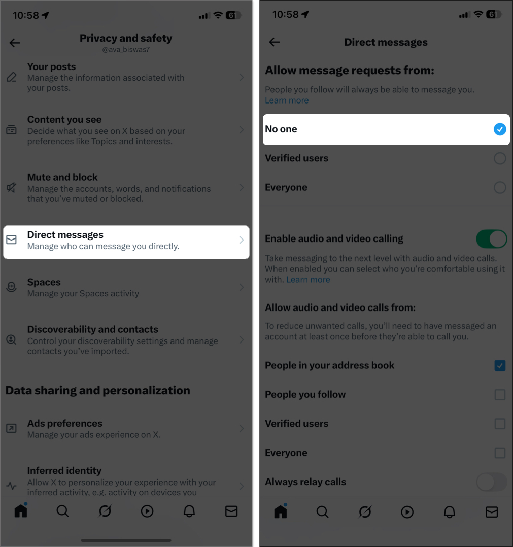 Managing direct messages