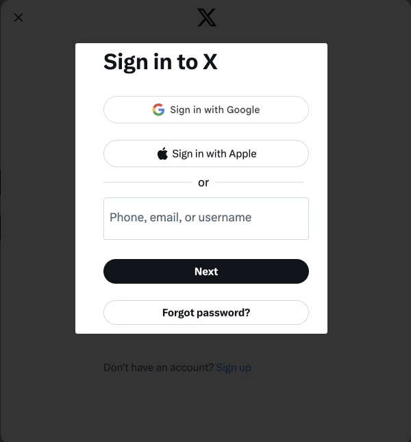 Open x app and sign in