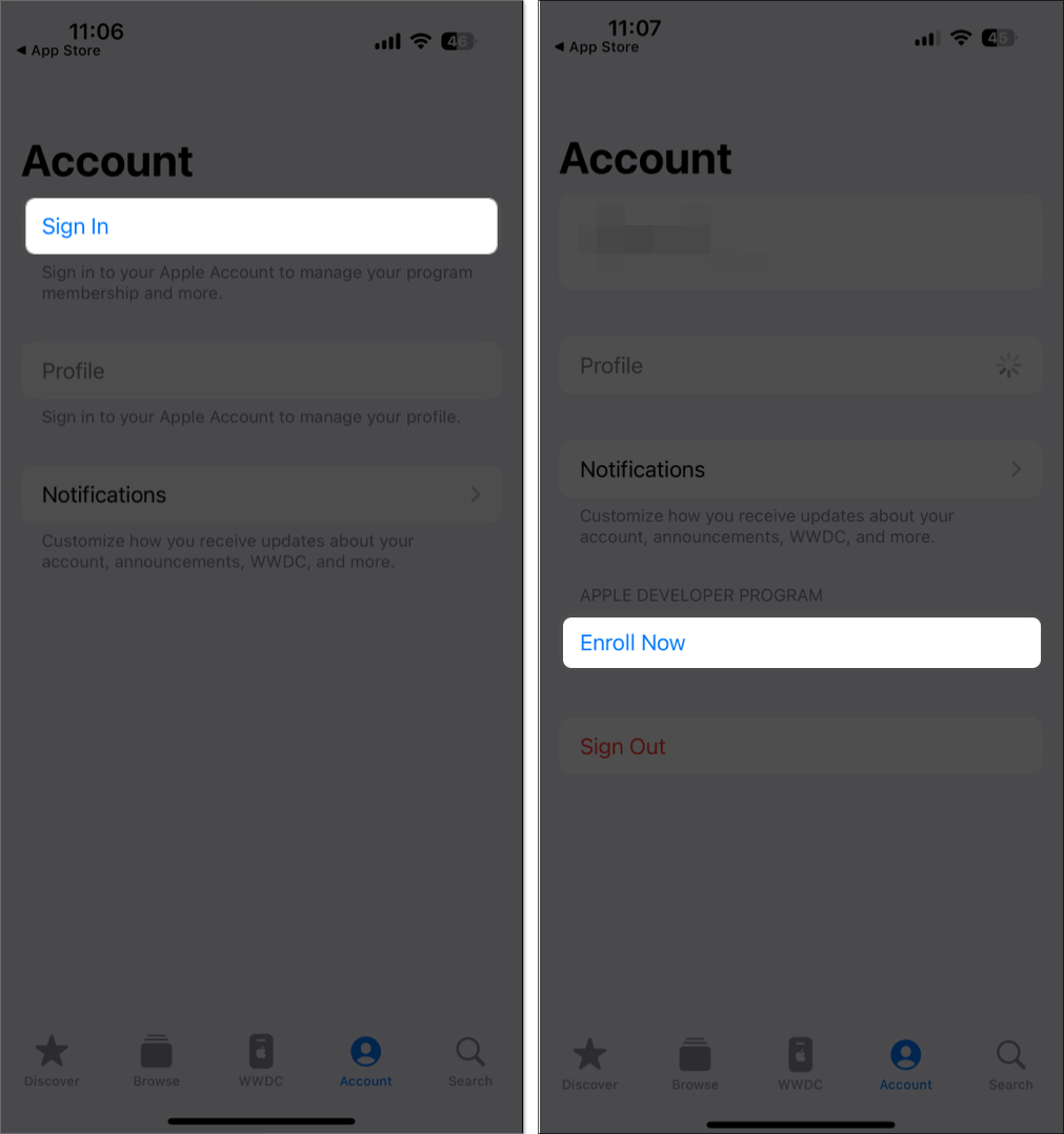 Open app and sign in with apple account