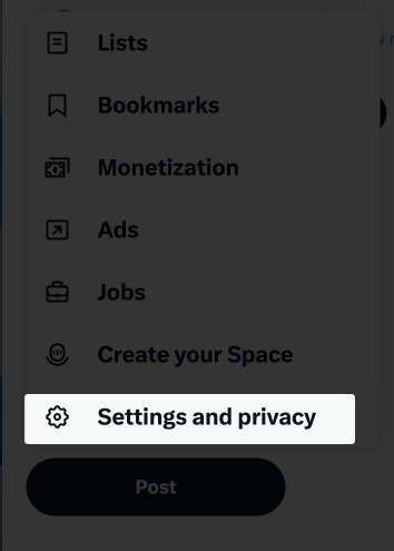 Open settings and privacy option