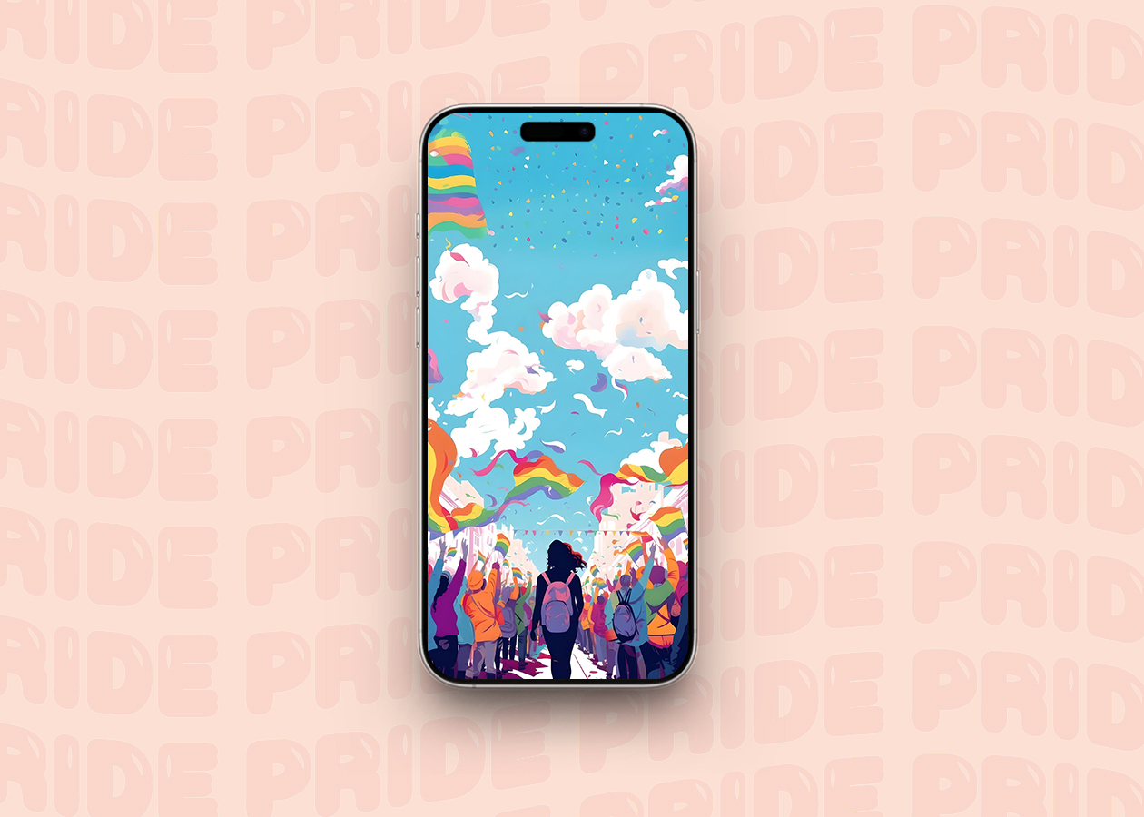 Pride parade silhouette for your iPhone