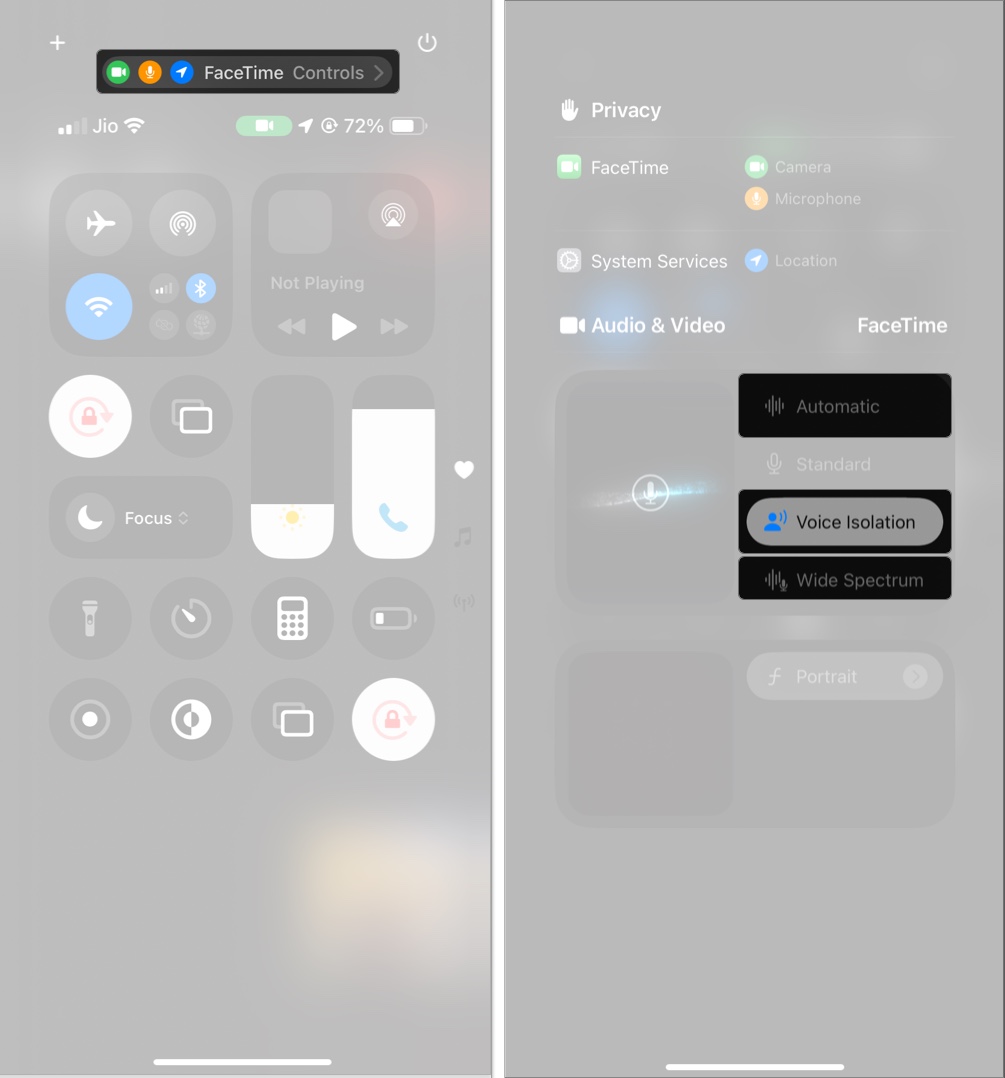 Remove the background noise on facetime call in iphone