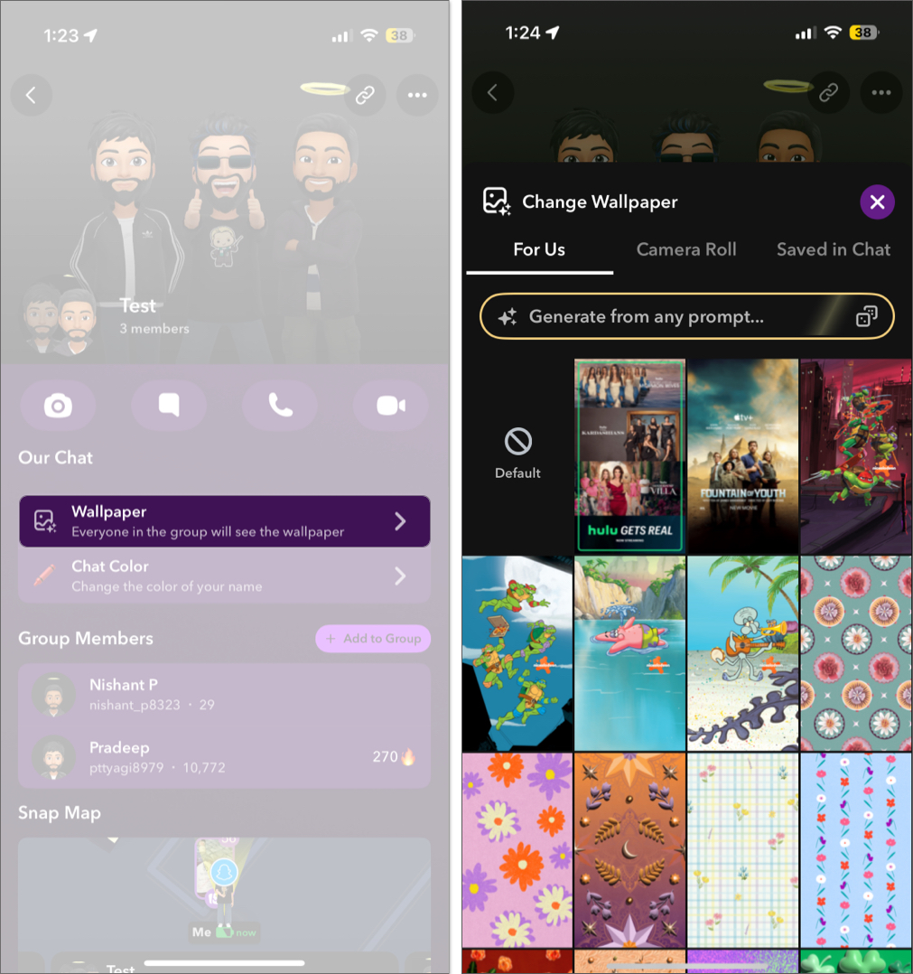 Set custom wallpaper for chat on snapchat