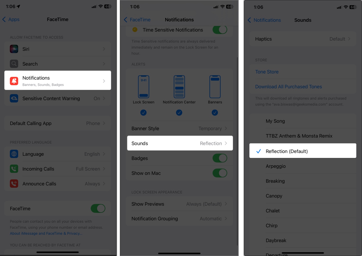 Set unique facetime calls ringtone on iphone