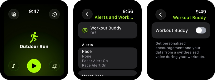 Set workout buddy on apple watchos 26