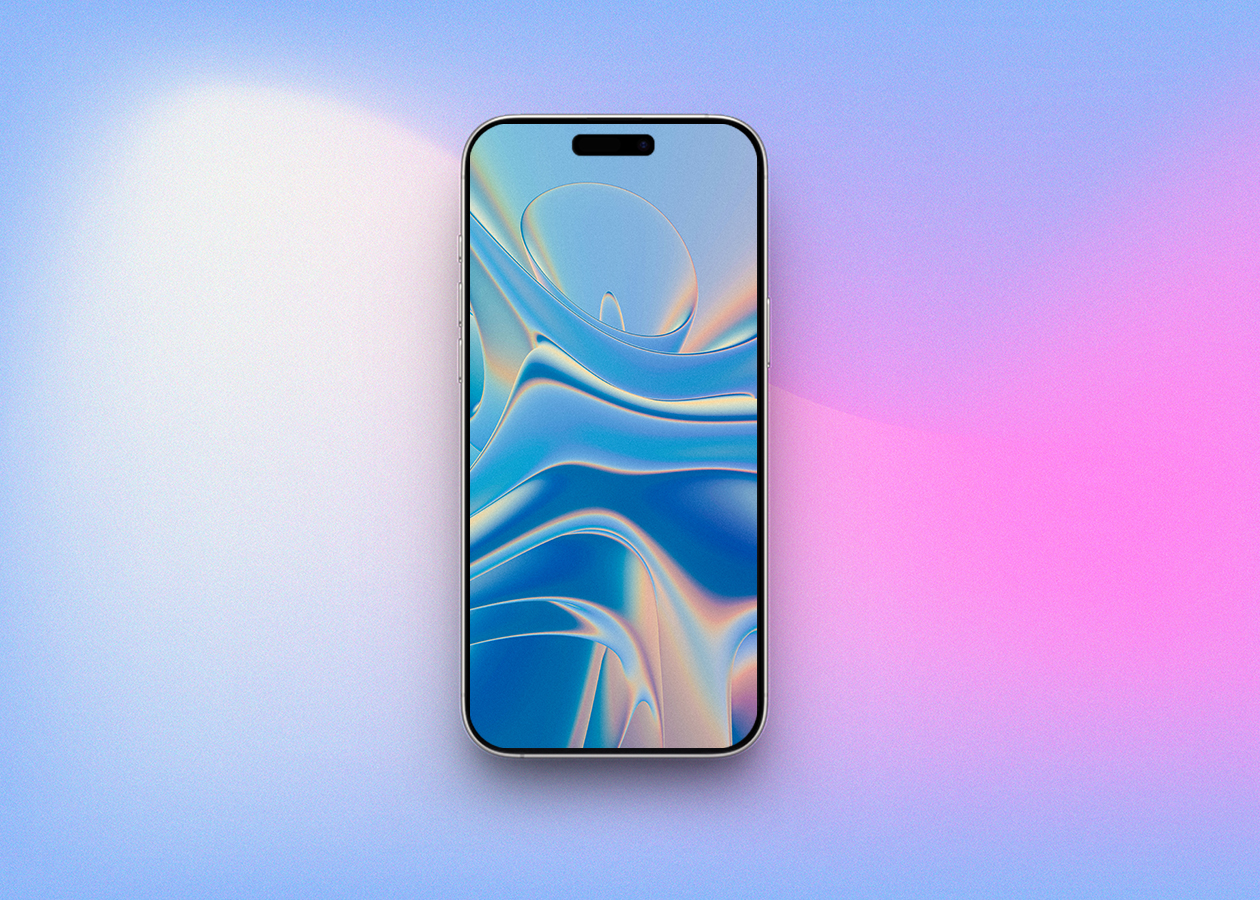 Soft holographic liquid glass wallpaper for iphone