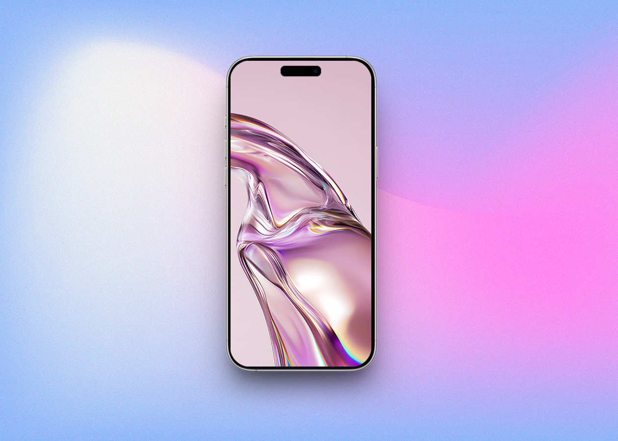 Soft pink glow liquid glass wallpaper for iphone