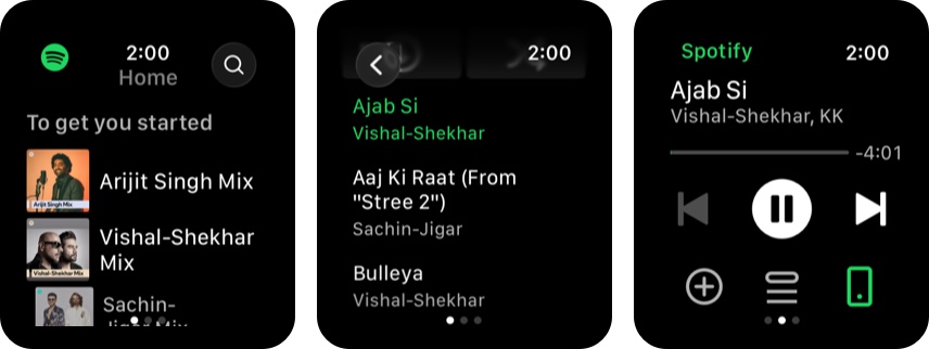Stream music or podcasts on spotify in apple watch