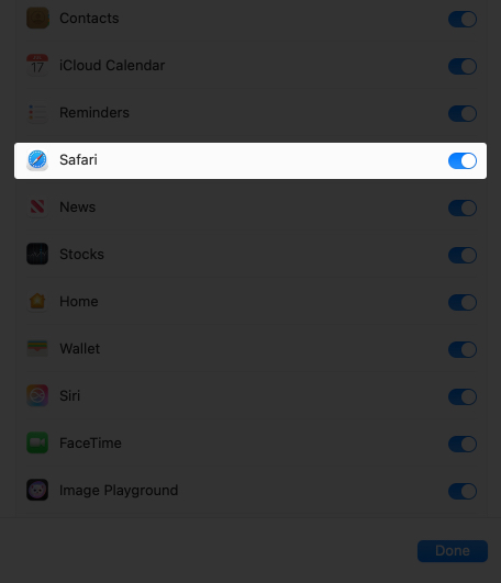 Toggle on safari on mac