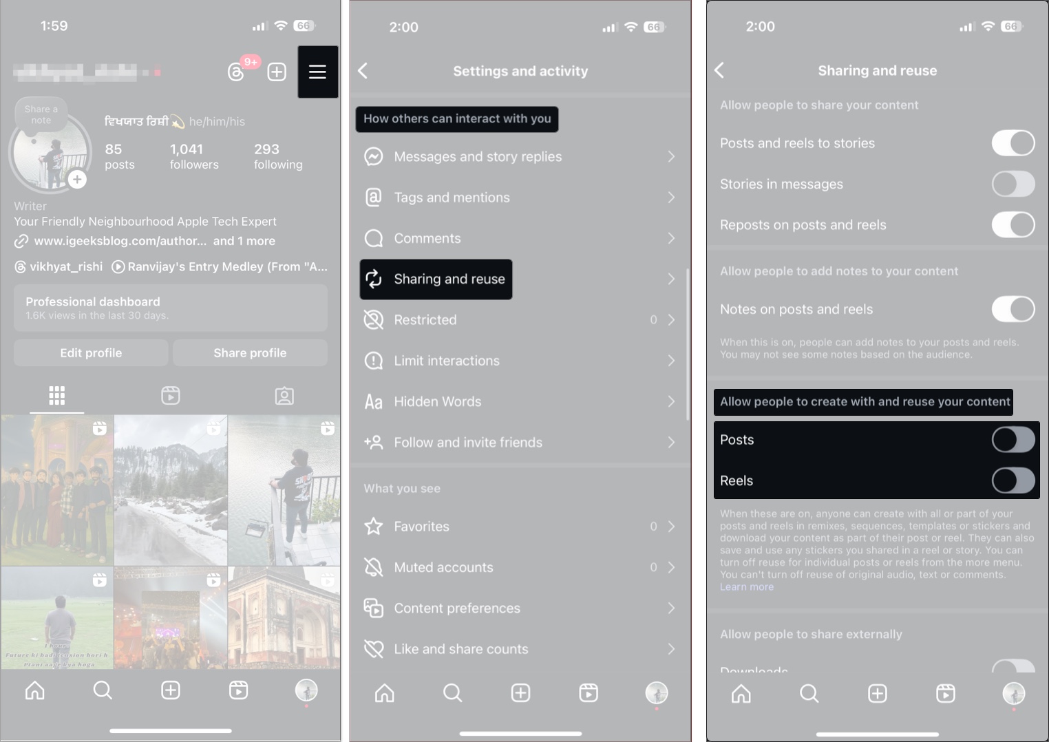 Turn off all reel for remixing content on instagram
