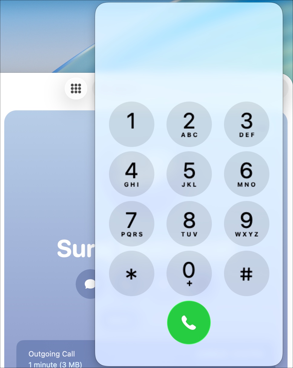Use keypad button to enter phone number manually on macos 26