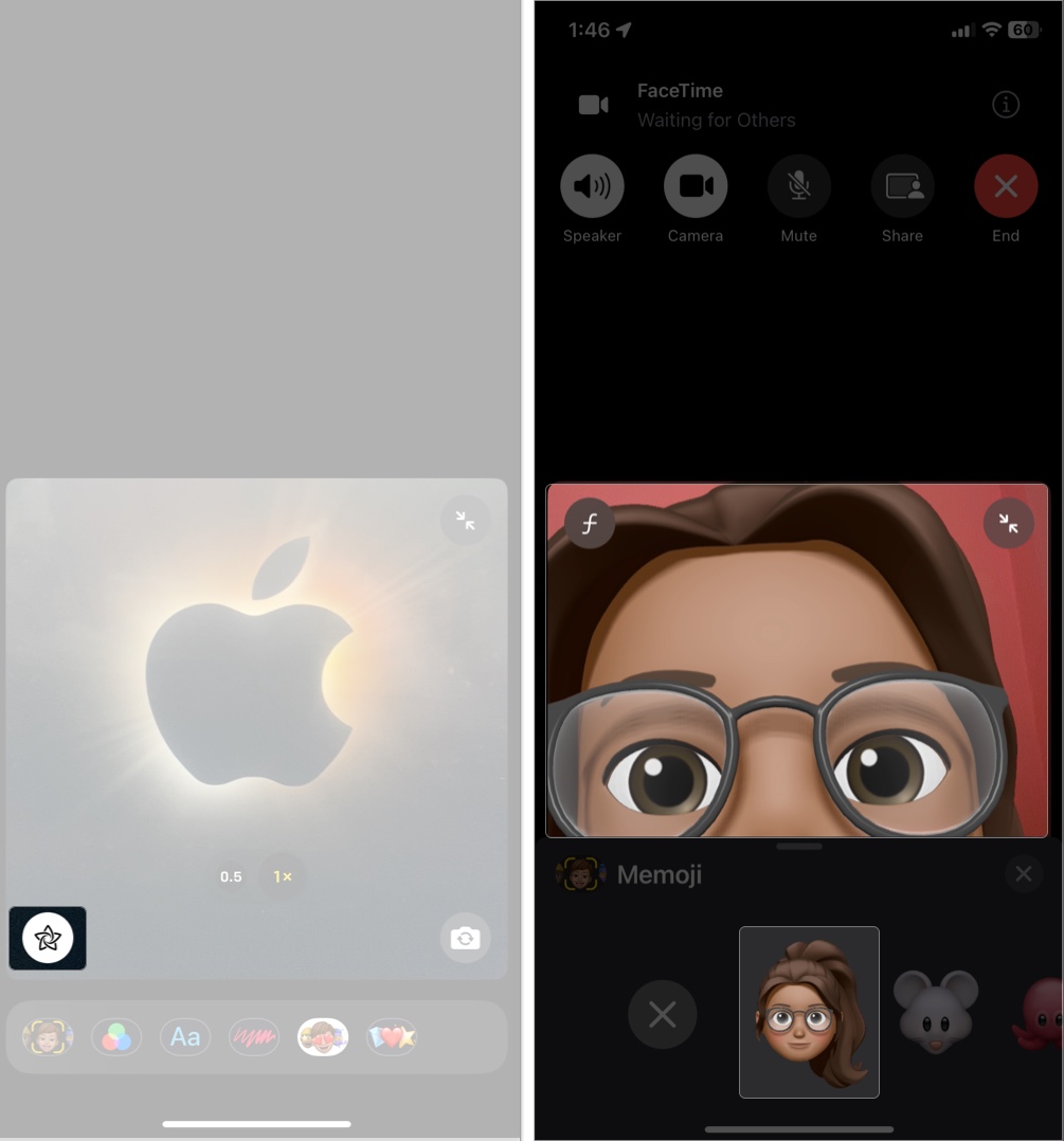 Use memoji during the facetime call