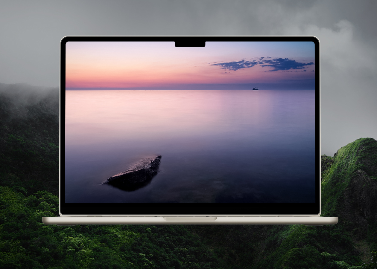 Vast lake in twilight colors