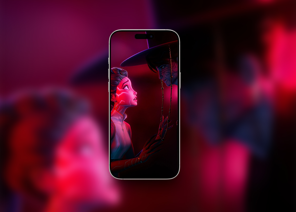 Rumi and juni face off kpop demon hunters iphone wallpapers