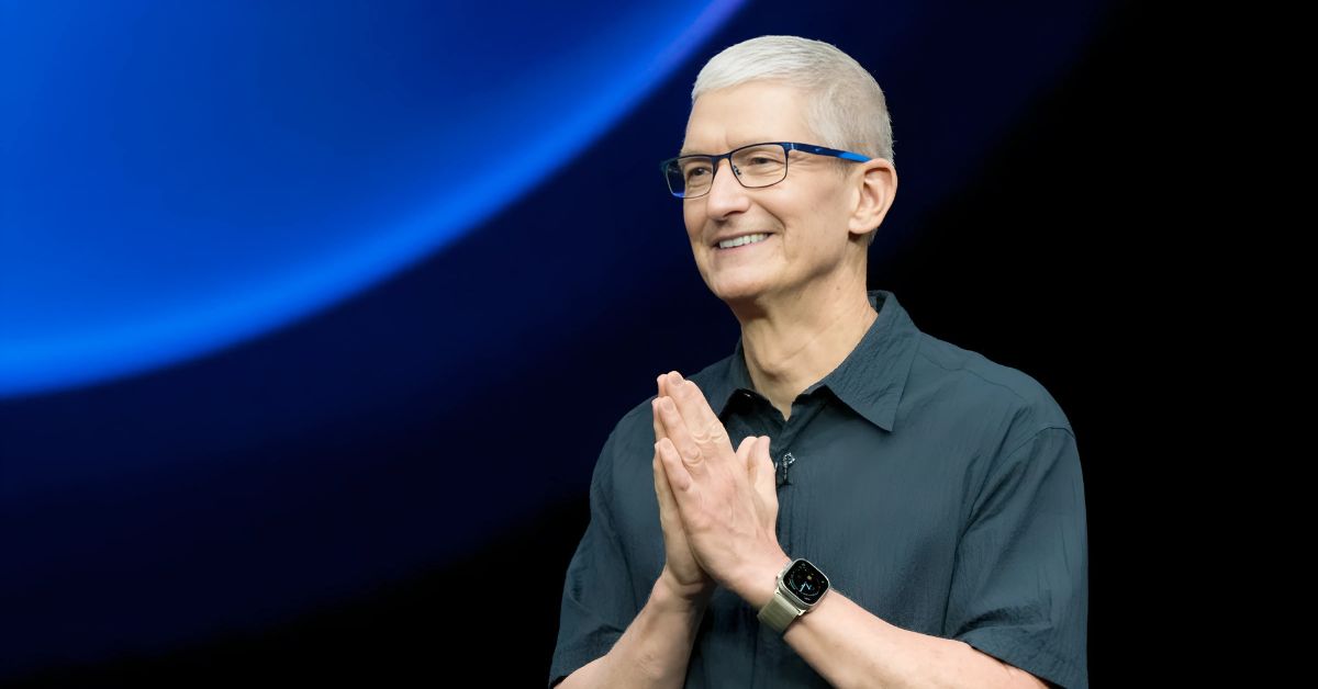 Tim Cook at Apple event amid leadership debate.