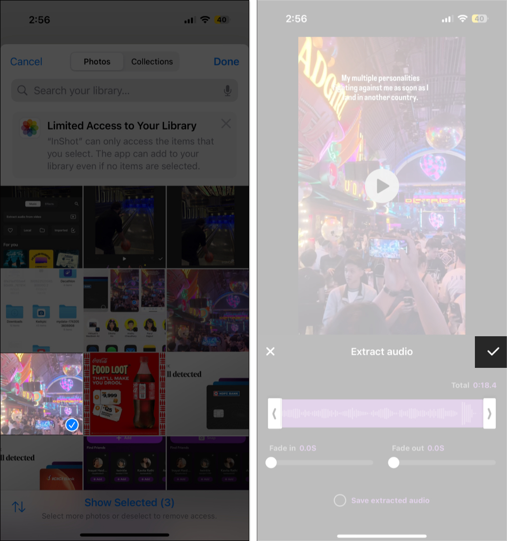 Add audio in the reel you editing