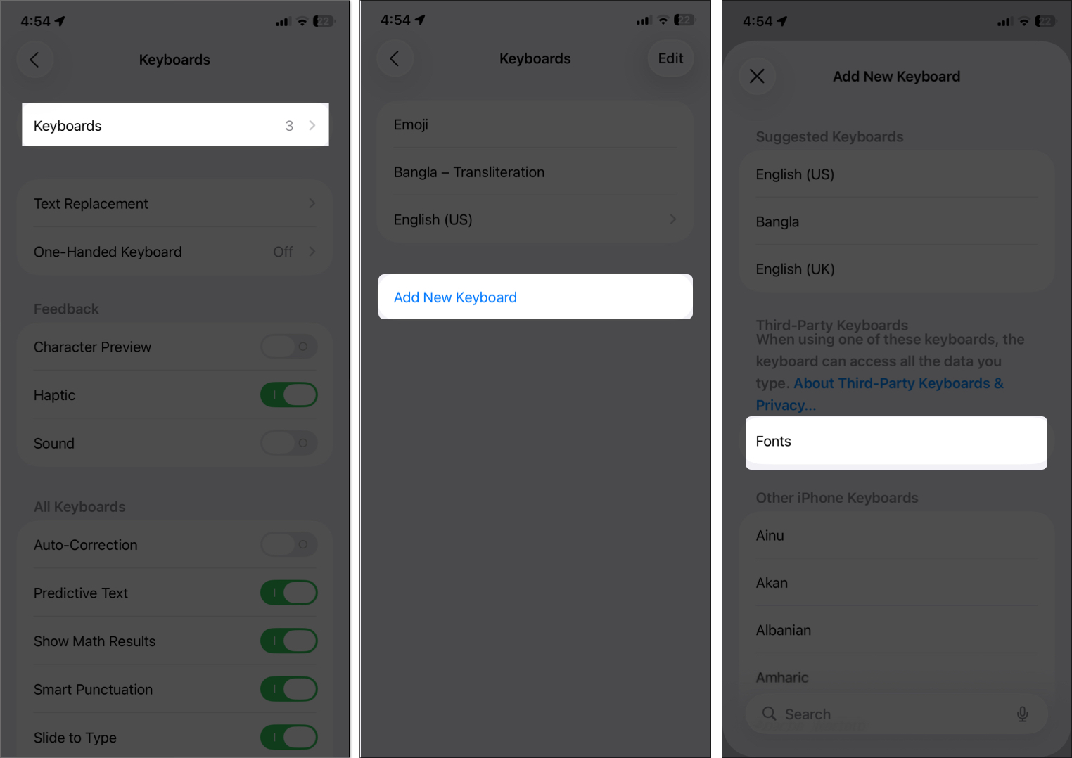 Add the new keyboard