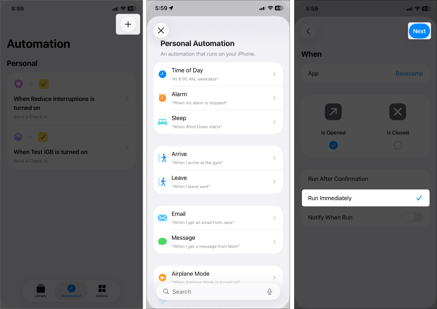 Add trigger and select run immediately option