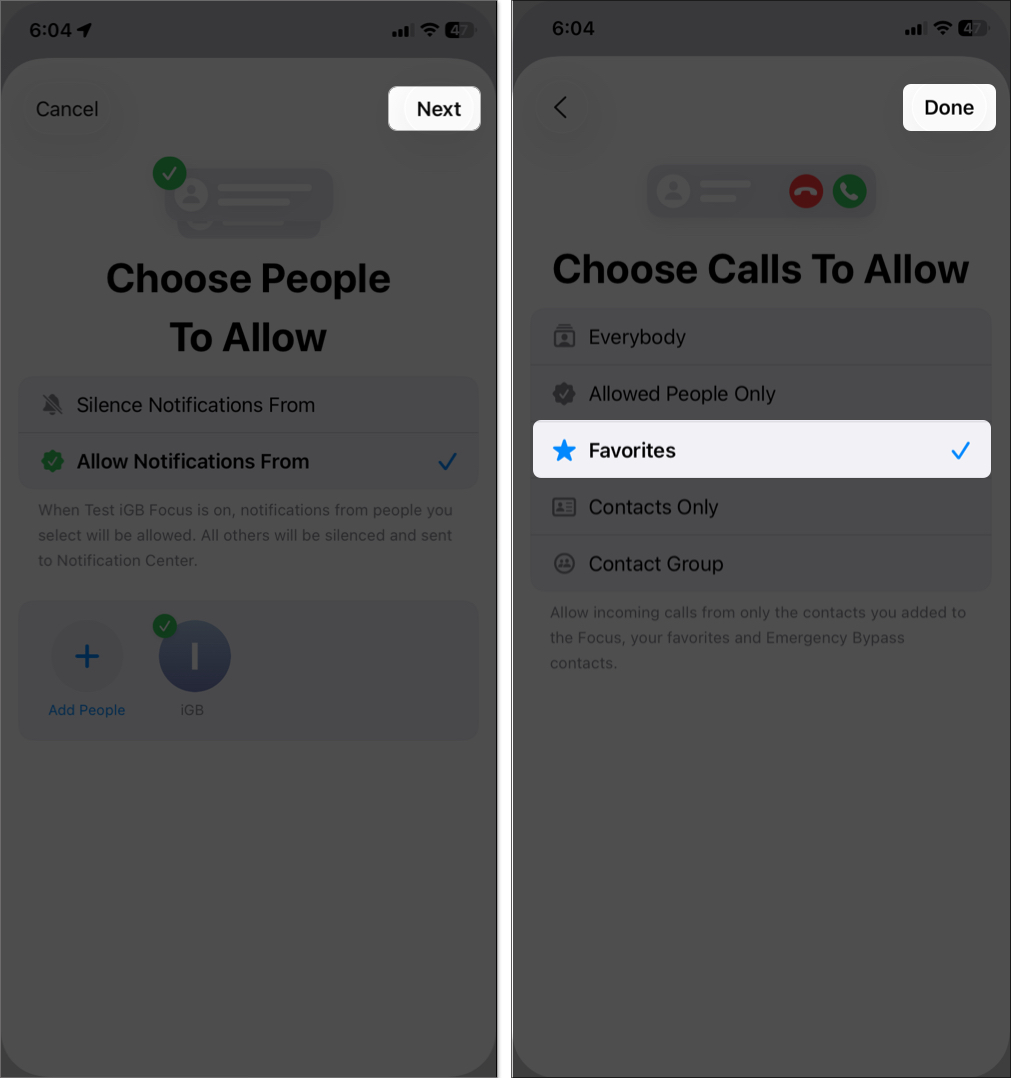 Allow or silence notifications from specific contacts