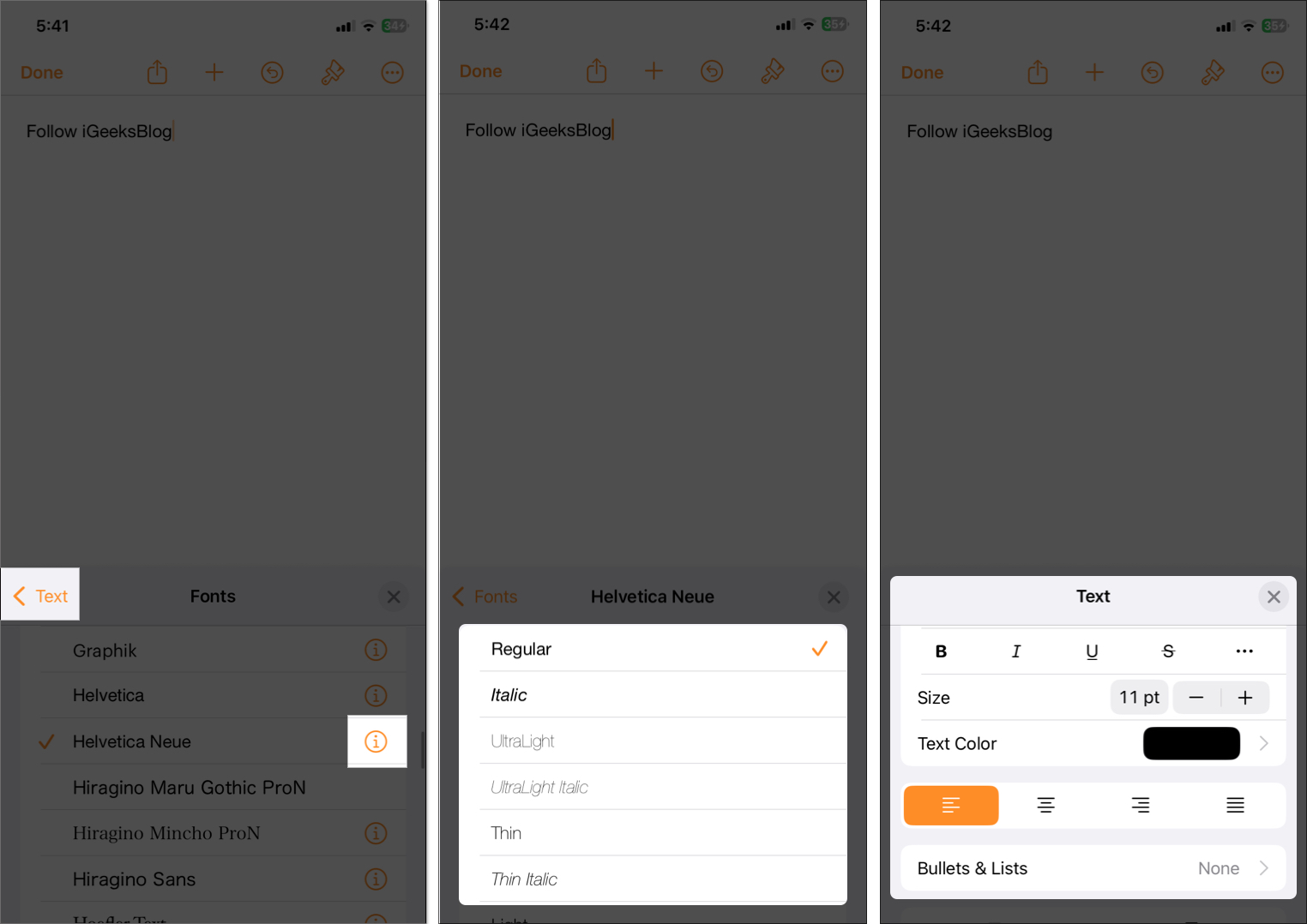 Change fonts in apple pages