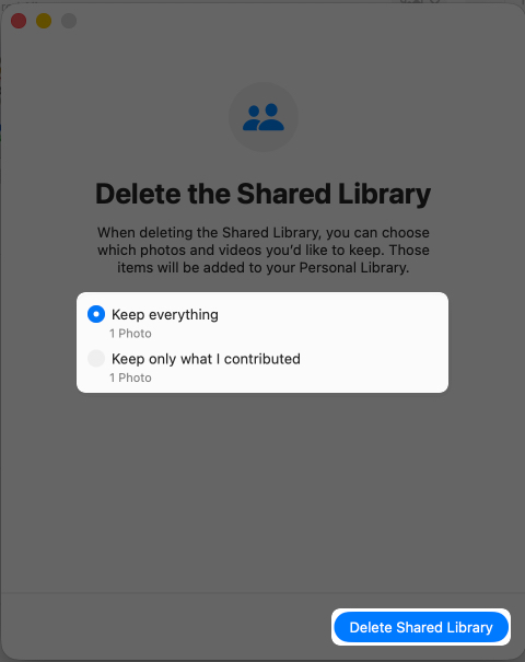 Choose option and tap on delete shared library