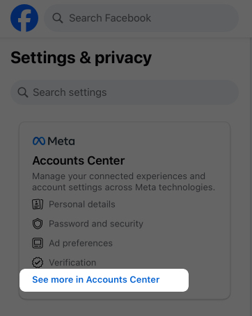 Click on account center