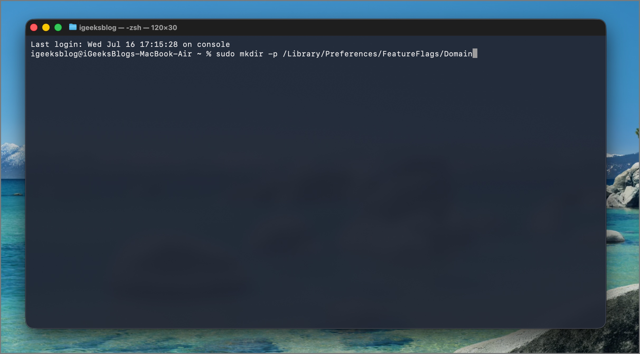 Terminal command to make directory for launchpad