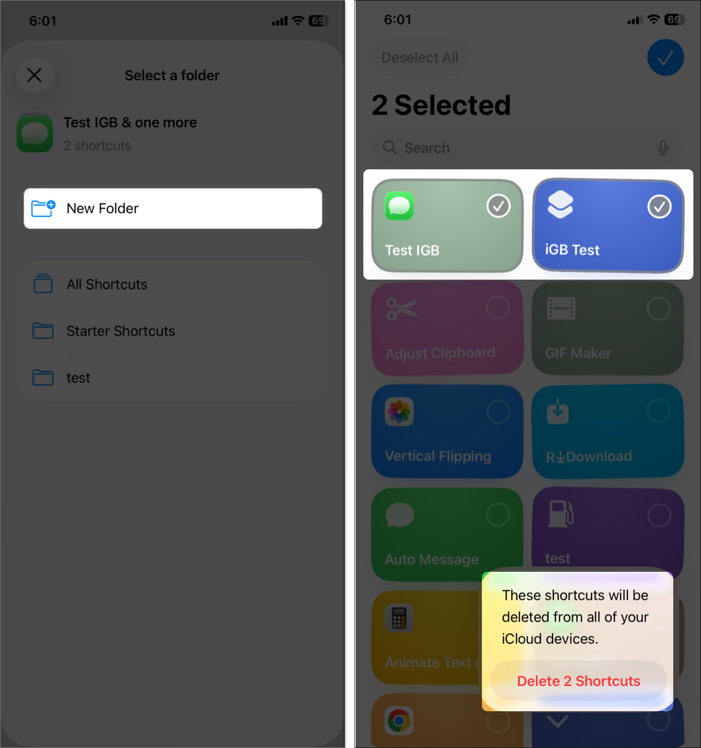 Edit and delete shortcut