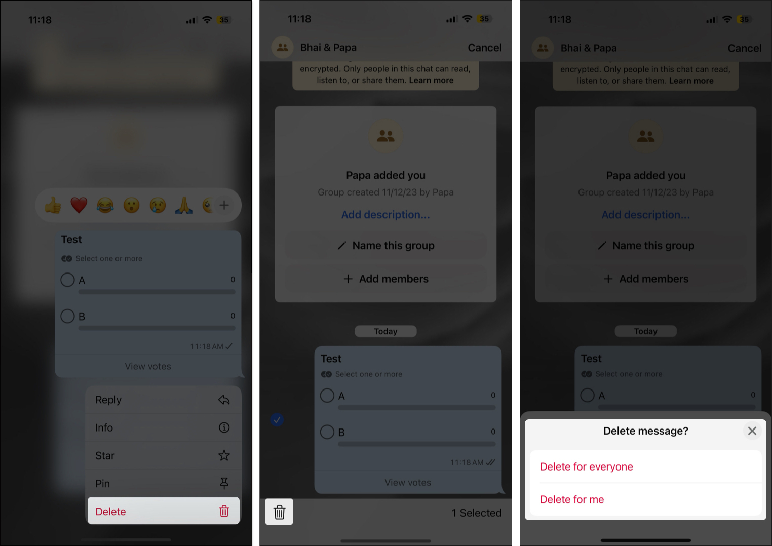 Edit or delete whatsapp poll