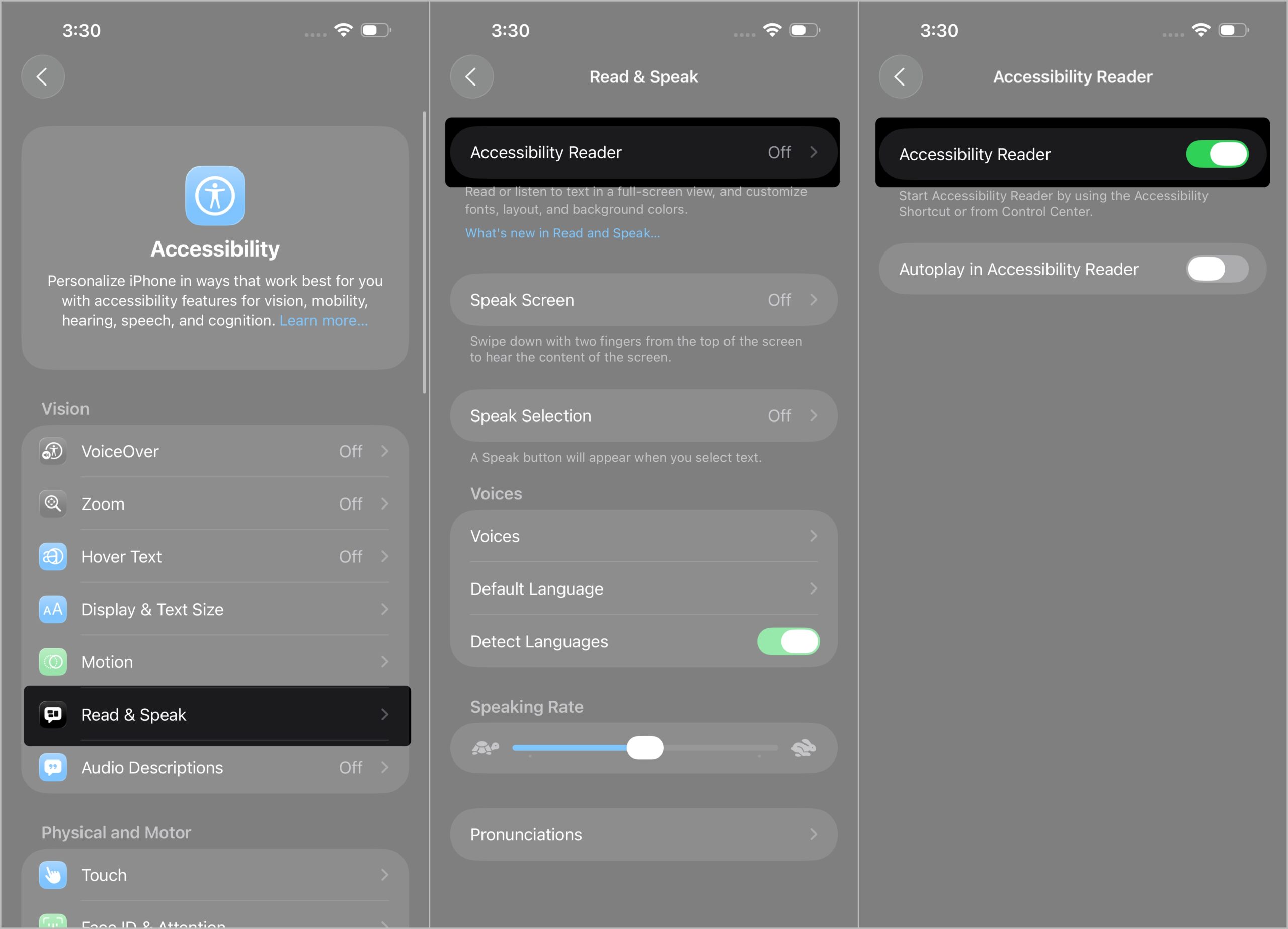 Enable Accessibility Reader