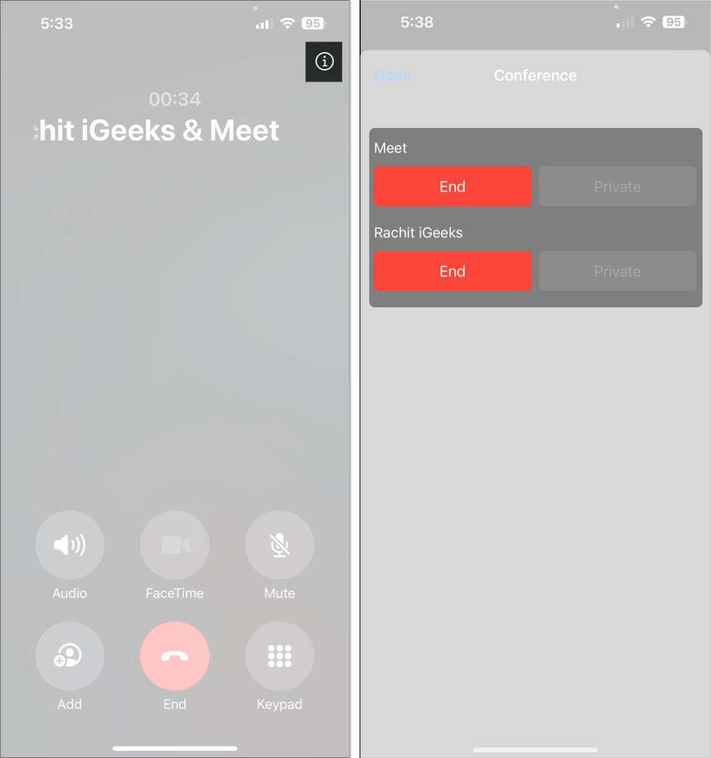 Get private call option on iphone