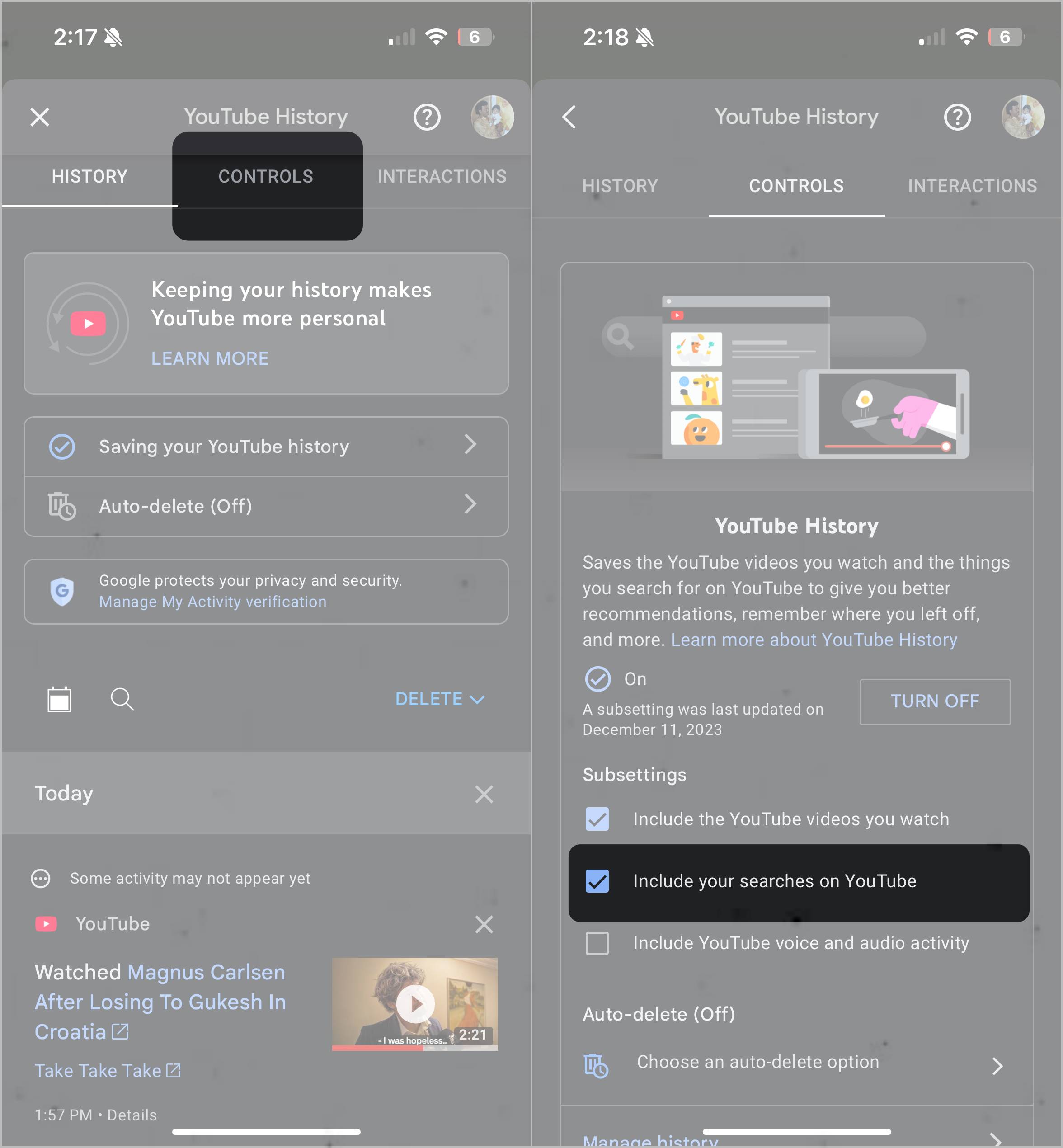 How to pause search history on youtube