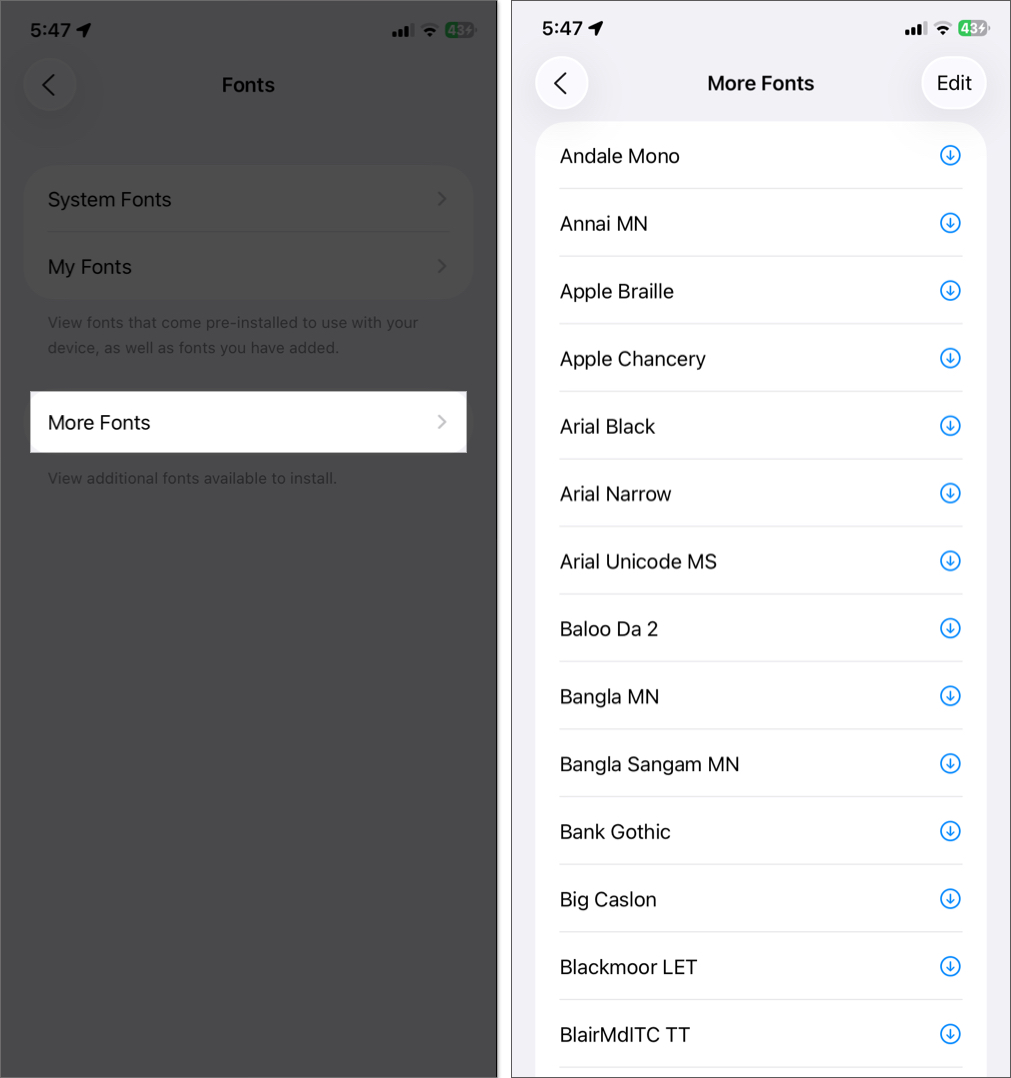 Install custom fonts on iphone