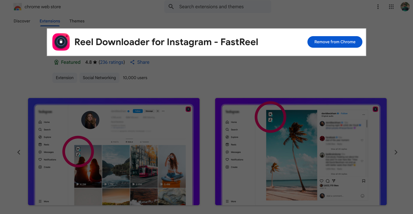 Install reel downloader extension from chrome web store
