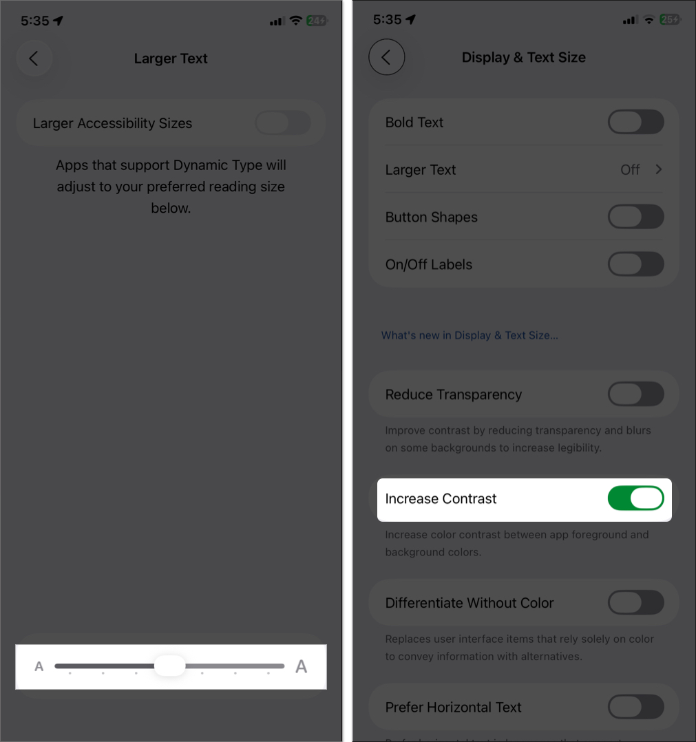 Manage accessibility settings on iphone