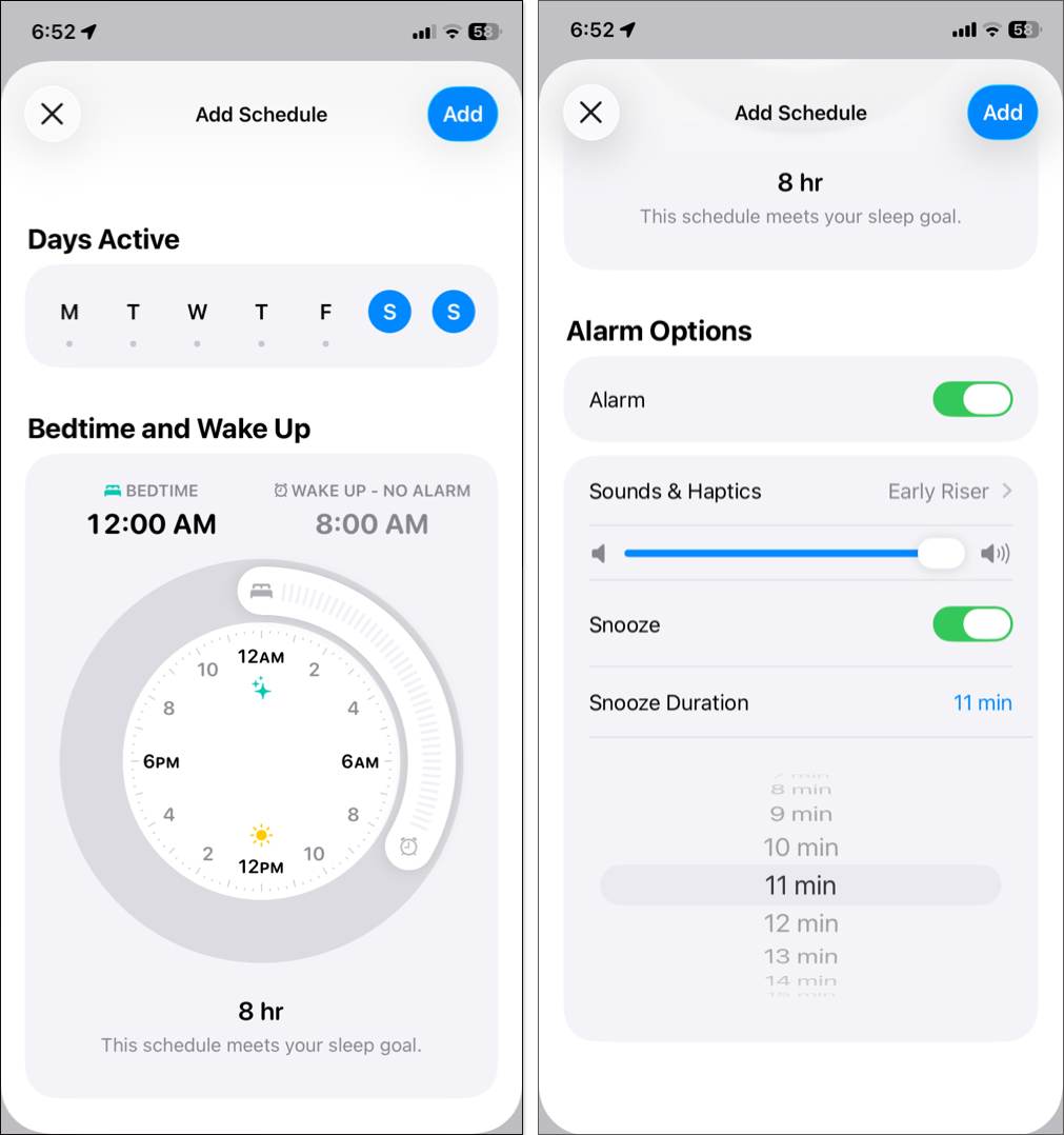 Manage multiple sleep schedule on iphone and ipad