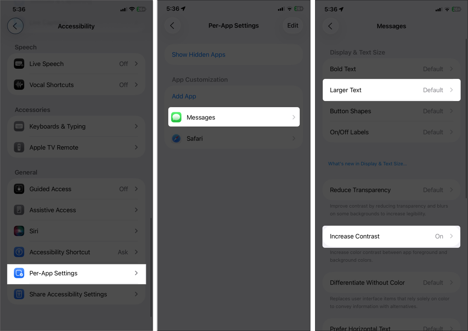 Manage per app settings on iphone