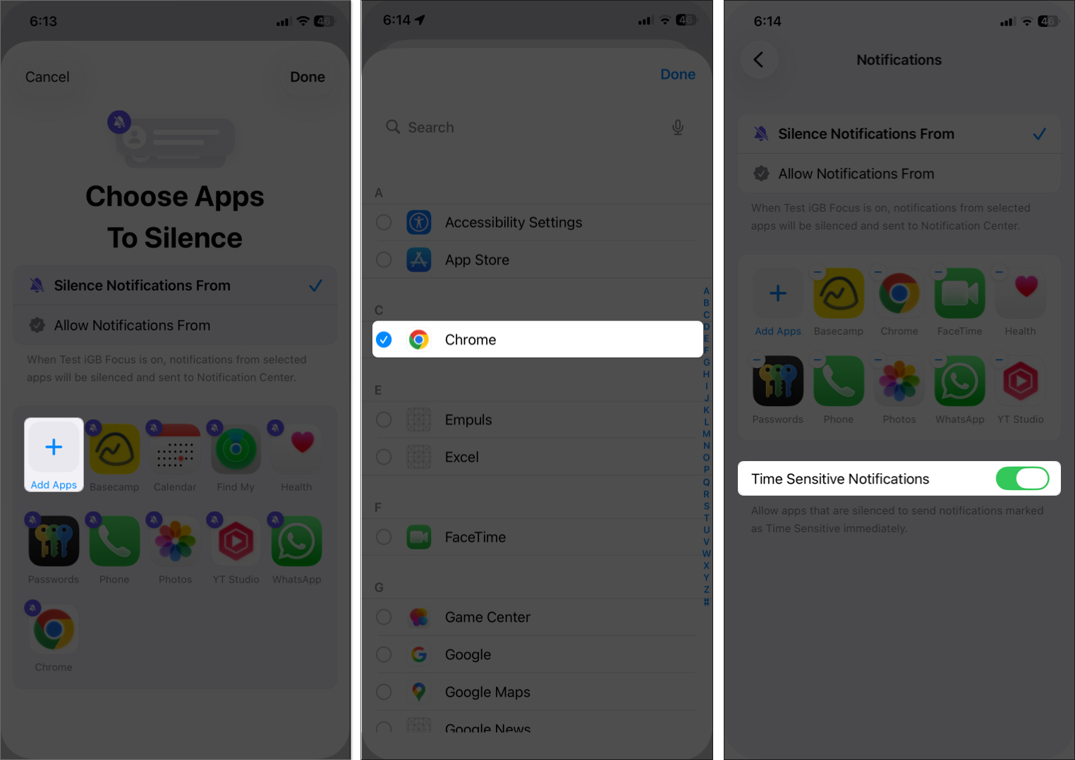 Mute notifications from the selected apps