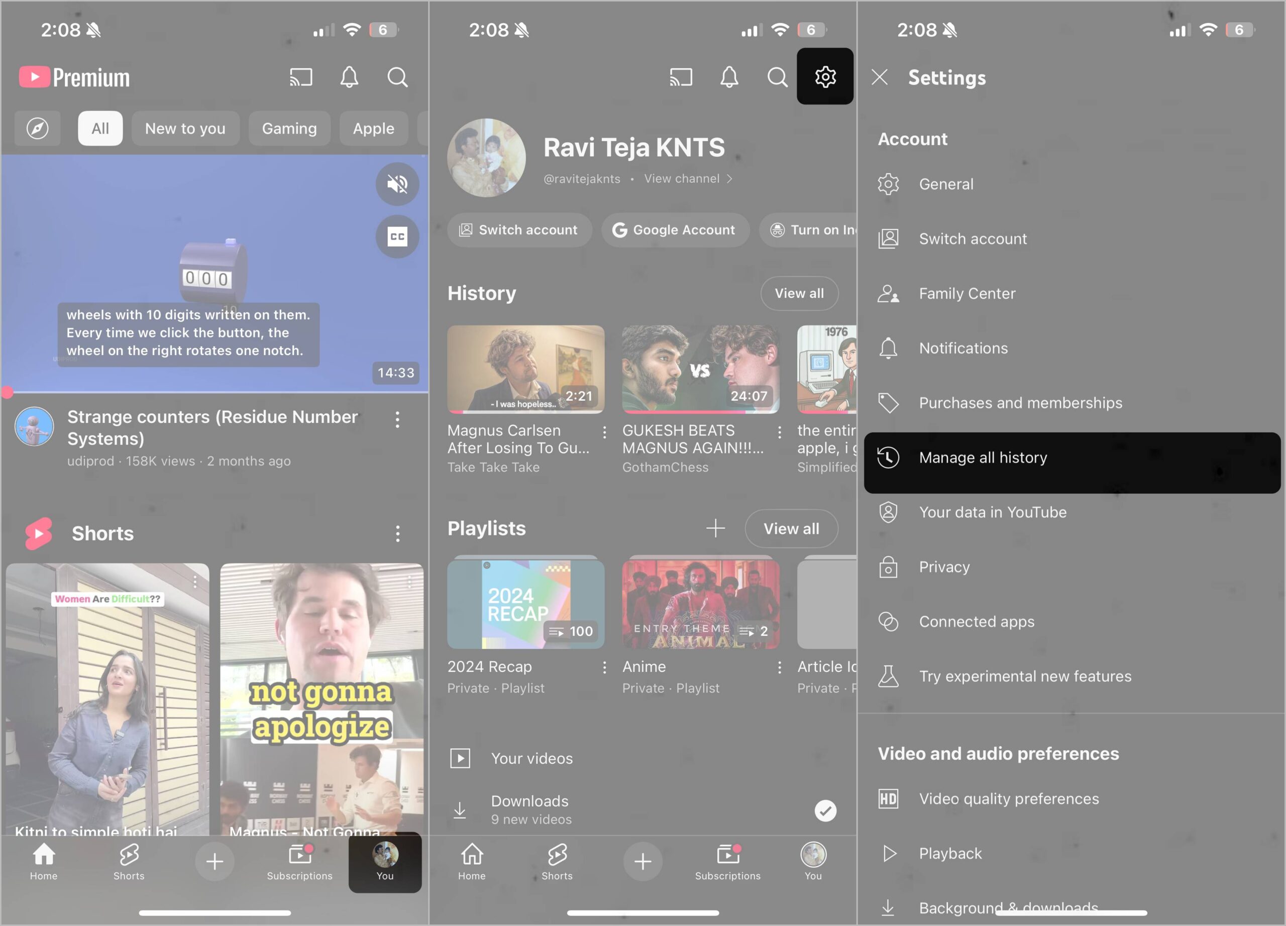 How to delete youtube searches one by one