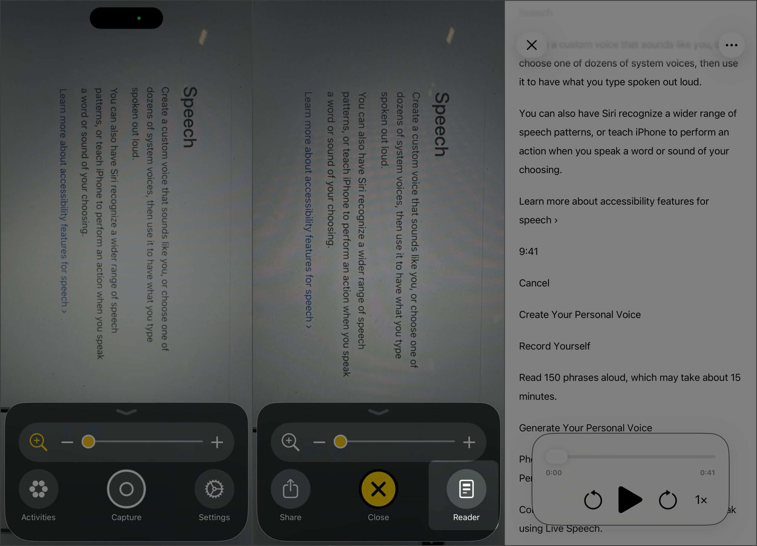 Iphone accessibility reader on magnifier app