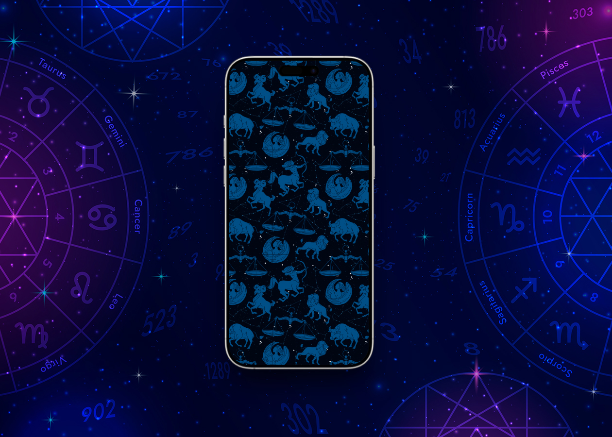 Realistic hand drawn zodiac pattern